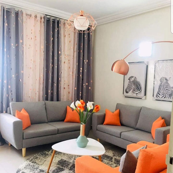 Orange Grey Sofa